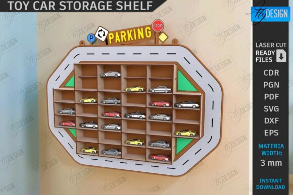 Download Toy Car Storage Shelf Laser Cut | CNC - Toy car Collection