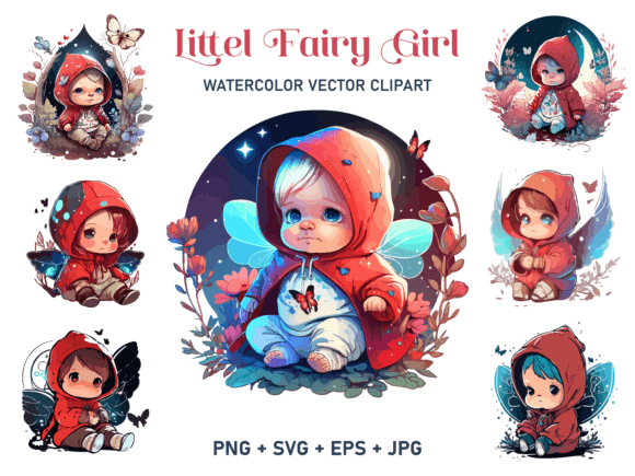 Download Cute Red Hoodie Fairy Svg Watercolor Set - Cute Collection