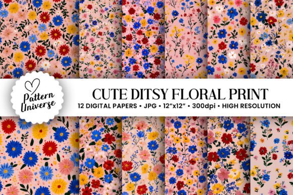 Download Cute Ditsy Floral Print Digital Papers - Cute Collection