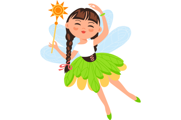 Download Cute Little Fairy. Flying Girl in Green - Cute Collection