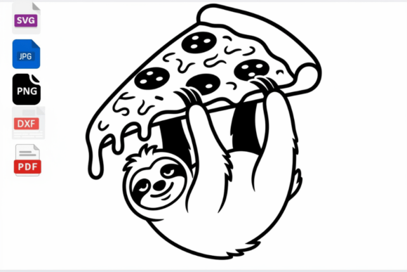 Download Cute Sloth Pizza Lover SVG PNG DXF - Cute Collection