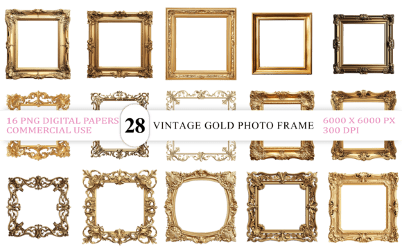 Download Vintage Gold Photo Frame PNG - Premium Resources