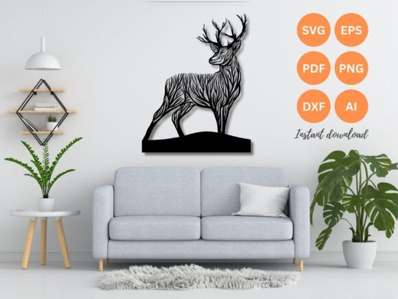 Download Deer Wall Art Laser Cut File SVG DFX - Premium Resources