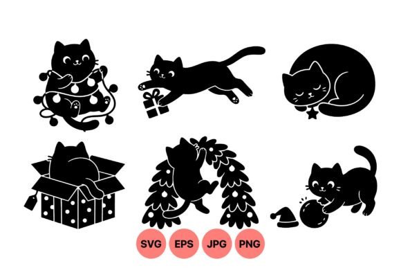 Download Cute Black Cat Holiday SVG Set - Cute Collection